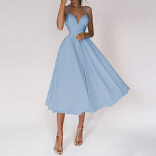 EleganceWear™ – Damen Kleid mit V-Ausschnitt & Rückenfreiem Design – Blau