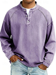Amir | Gewaschenes Langarmshirt – Lila