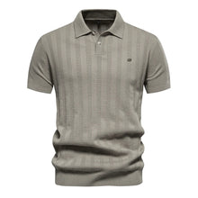 Benles | Stylish Stripe Poloshirt Gestrickt – Graugrün