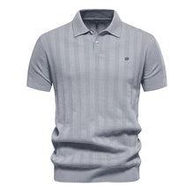 Herren Kurzarm Rippstrick Poloshirt – Grau
