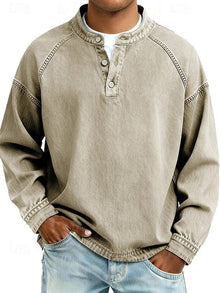 Amir | Gewaschenes Langarmshirt – Khaki
