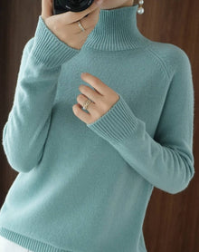 Damen Kaschmir Rollkragenpullover – Bienengrün