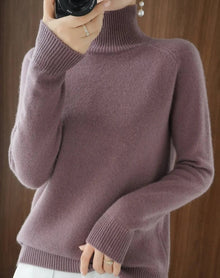 Damen Kaschmir Rollkragenpullover – Lila