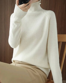 Damen Kaschmir Rollkragenpullover – Weiß