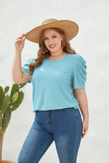 Cham - Plus Size Bluse Bequem Elegant – Blau
