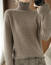 Damen Kaschmir Rollkragenpullover – Camel