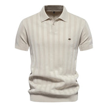 Benles | Stylish Stripe Poloshirt Gestrickt – Beige