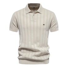 Herren Kurzarm Rippstrick Poloshirt – Beige
