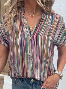Jeramy - Plus Size Bluse Gestreift Casual – Lila