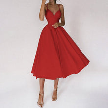 EleganceWear™ – Damen Kleid mit V-Ausschnitt & Rückenfreiem Design – Rot