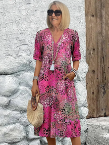 Harper – Elegantes Midikleid mit Blumenmuster – Rosa