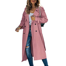 Damen langer Trenchcoat – Rosa