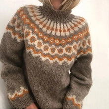Norweger-Strickpullover für Damen | Rollkragen – Braun
