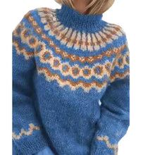 Norweger-Strickpullover für Damen | Rollkragen – Blau