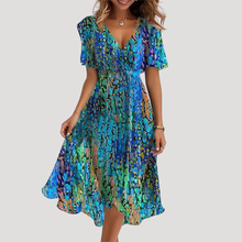 Florales Wickel-Midikleid mit Bauchkontrolle – Blau