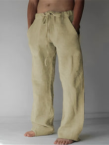 Garth - Leinen-Baggy-Hose für Herren – Khaki