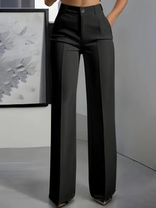 Hochgeschnittene Damenhose mit elastischem Bund – Schwarz