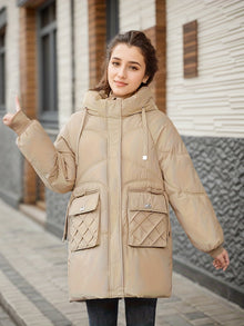 Mittellange modische Pufferjacke für Damen | Perfekt für den Alltag – Khaki