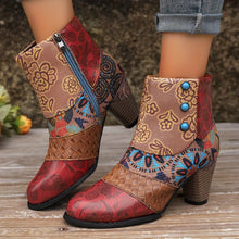Marylin - Kurze Stiefel Mit Klobigem Absatz – Rot