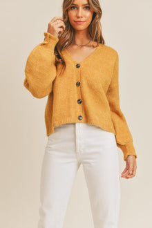 Strick-Cardigan | Oversized-Ärmel | Lässige Eleganz – Senf