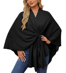 Liriane | Eleganter asymmetrischer Poncho – Schwarz