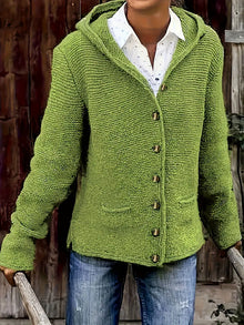 Bressan – Elegante Strickjacke Mit Langen Ärmeln Und Kapuze – Grün