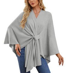 Liriane | Eleganter asymmetrischer Poncho – Grau