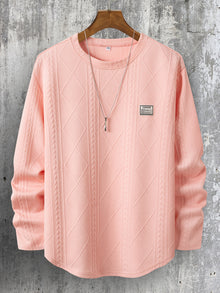 Lyman – Langarm Kapuzenpullover Mit Geometrischem Muster – Rosa