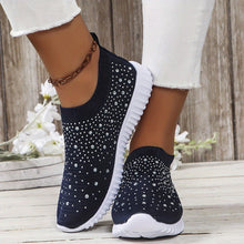 Elizaa – Bequemer Turnschuh Mit Strasssteinen – Marineblau