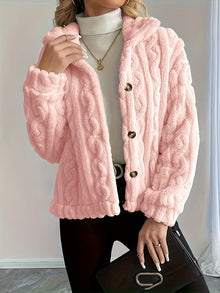 Losina – Teddyjacke MIT Zopfmuster Und Flauschigem Futter – Rosa