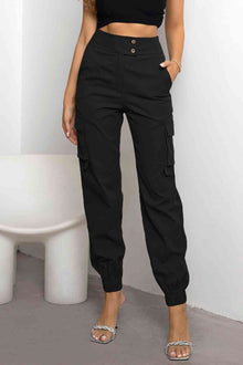 Victorya - Hochtaillierte Cargo-Hose – Schwarz
