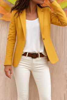 Cathren – Lässiger Langärmeliger Blazer in Taillierter Passform – Gelb