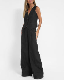 Damen Lässig Zweiteiliges Set | Sommer – Schwarz