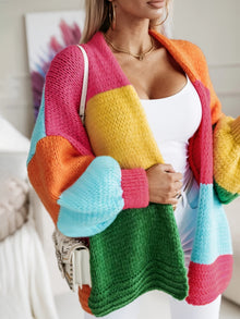 Lässige Mehrfarbige Offene Vorderseite Gestrickte Strickjacke Für Damen | Perfekt für lässige Tage – Mehrfarbig