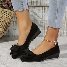 Kelsey  | Bowknot Dekor Keilabsatz Schuhe – Schwarz