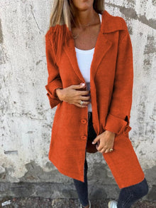 Wollmantel mit Knöpfen | Klassischer Kragen | Elegant und Bequem – Orange