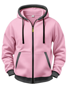 Mussoline - Lässiges Winter Kapuzen Hemd Mit langen Ärmeln Und Reißverschluss – Rosa
