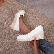 Damen Plateauschuhe mit geflochtener Sohle im Espadrille-Stil - Élodie – Weiß