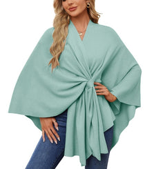 Liriane | Eleganter asymmetrischer Poncho – Mintgrün
