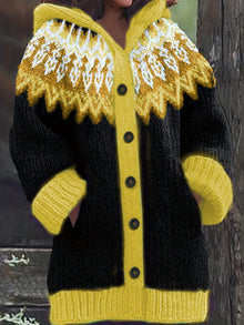 Gulnur - Eleganter Winter Pullover Mit Kapuze Und Langen Ärmeln – Gelb