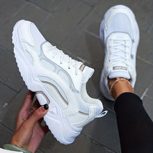 Trendy Modische Plattform-Chunky Sneakers für Damen | Perfekt für den Alltag – Weiß Blau