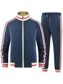 Lässiger stilvoller sportlicher Trainingsanzug Set für Herren | Ideal für Outdoor-Aktivitäten – Marineblau