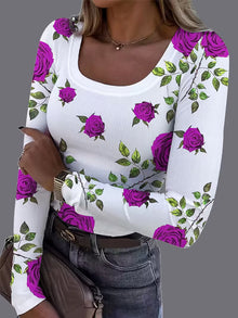 Rabiye – Oberteil mit Blumenmuster und quadratischem Ausschnitt – Lilla