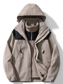 3-in-1 Fleece-Winterjacke mit Kapuze für Damen, lässig | Perfekt für Outdoor-Aktivitäten – Khaki