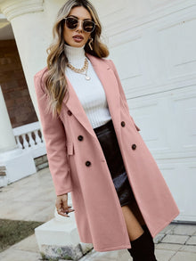 Eleganter Trenchcoat mit Reverskragen, Uni-Farbe und mittellangem Design für Damen | Perfekt für den Alltag – Rosa