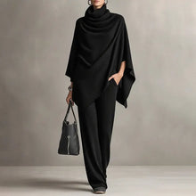 Deidraa - Set Aus Cape Mit Wasserfallausschnitt Und Hose Mit Weitem Bein – Schwarz