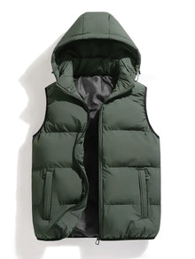 Isaac | Leichter Körperwärmer Herren Winter Steppweste mit Kapuze – Grün