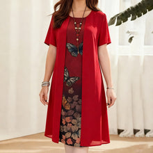 Celyn - Kurzärmeliges Midikleid-Set in Lagenoptik – Rot