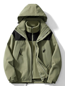3-in-1 Fleece-Winterjacke mit Kapuze für Damen, lässig | Perfekt für Outdoor-Aktivitäten – Grün