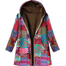Damenmantel mit Kapuze und Retro-Thermodruck - Luny – Rosa